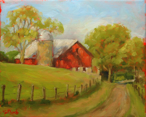 Oil Painting Red Barn Unionville PA