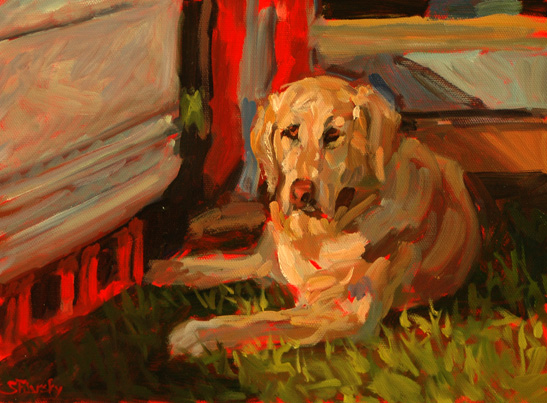 Rufus at James River Hunt Oil Paintng S Filarsky