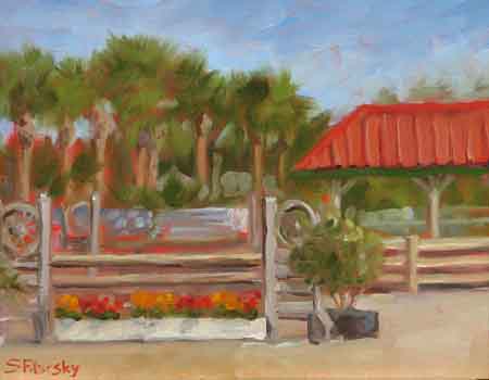 Red Roof Oil Painting